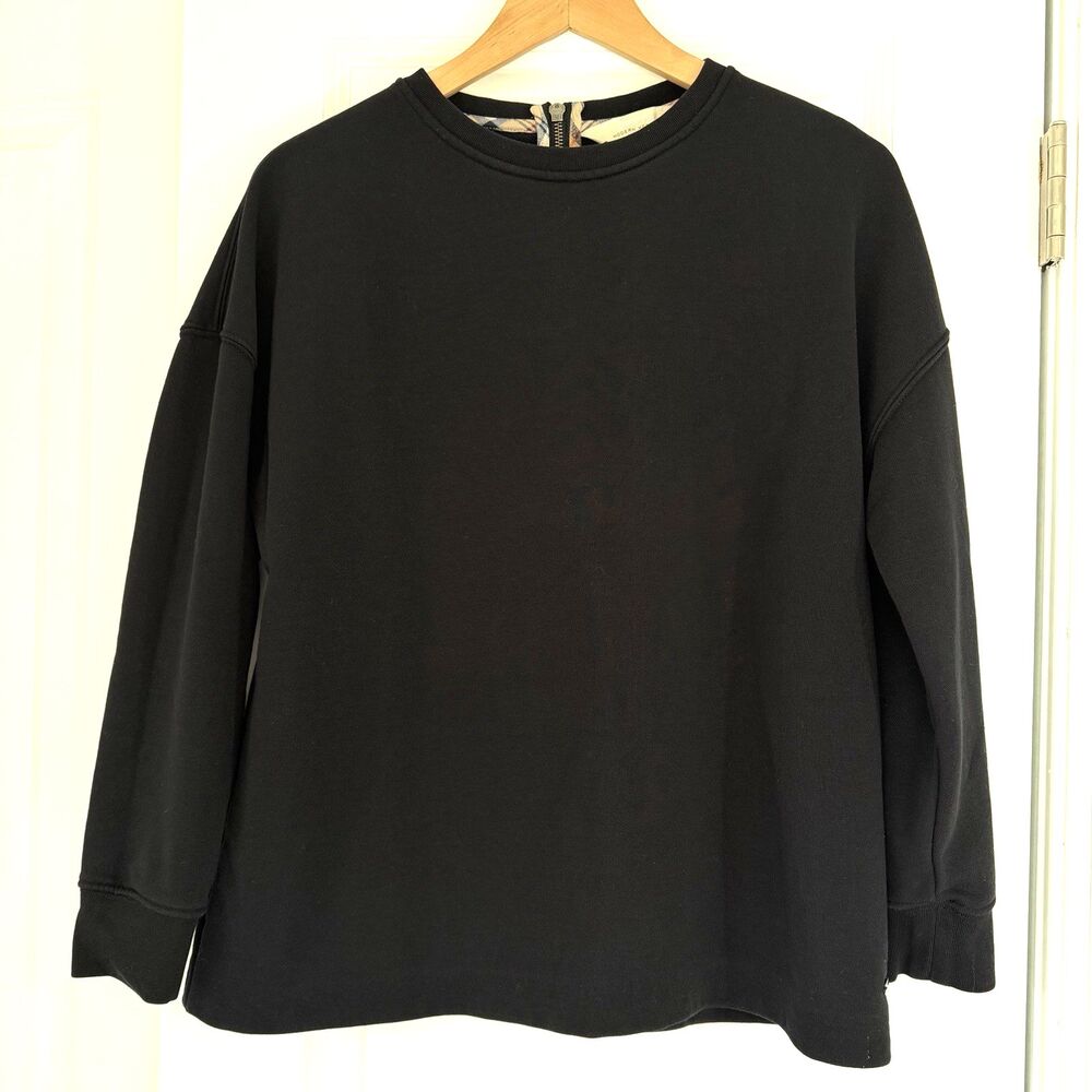 BARBOUR Modern Heritage Black Pullover Women's Sweatshirt Back Zip Size 6